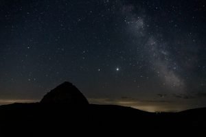 Saturn, Jupiter and Milky Way above Dunkery Beacon
