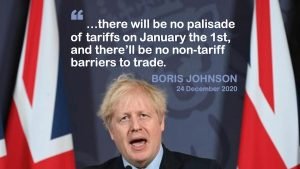Johnson claiming no Brexit trade barriers