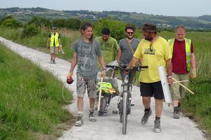 group of cyclists on Brean Way cycle-path
