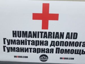 Humanitarian aid identifier on side of vehicle